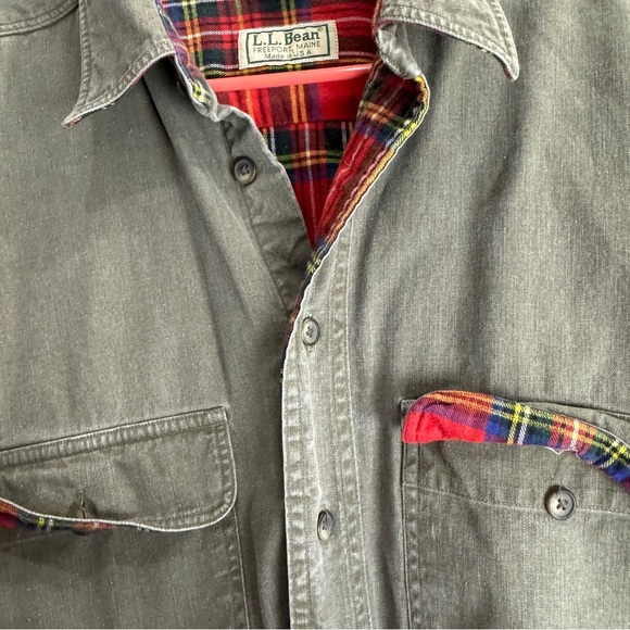LL Bean Vintage Over Shirt Plaid Lined Size XLT - Picture 7 of 12